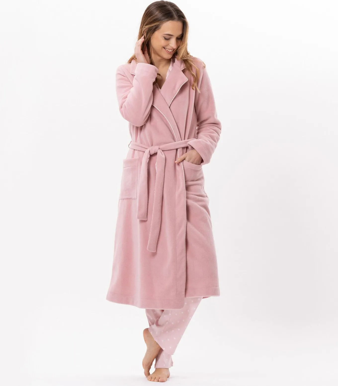 Fleece badjas met overslag ESSENTIEL H65A