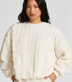 Fleece top met kabelontwerp