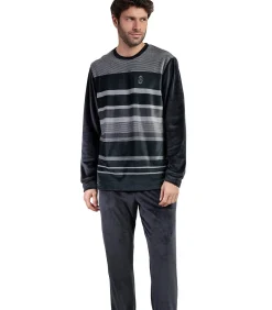 Fluwelen pyjama broek top lange mouwen Stripe Hype