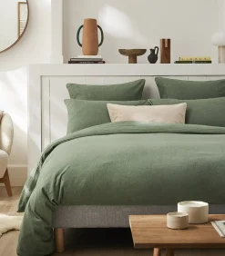 Frisson - Effen kussensloop in flanellen chambray katoen