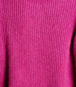 Fuchsia roze geribbelde gebreide gilet
