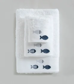 Geborduurde gezichtshanddoek Delmy 50x90 cm Wit