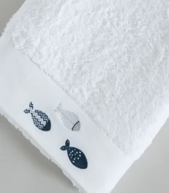 Geborduurde handdoek Delmy 30x50 cm Wit