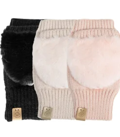 Gebreide dameswanten met imitatiebont Zwart