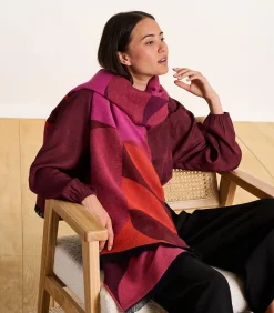 Gedessineerde rode sjaal van biologisch katoen