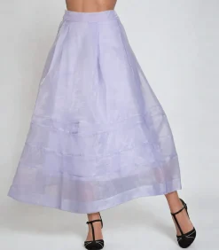 Gelaagde gestikte plooien uitlopende rok