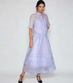 Gelaagde gestikte plooien uitlopende rok