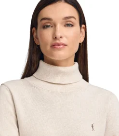 Gemêleerd gebroken witte coltrui van wolmix met geborduurd Rigby Go-logo