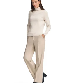 Gemêleerd gebroken witte coltrui van wolmix met geborduurd Rigby Go-logo