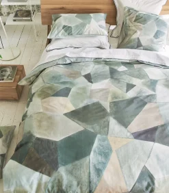 Geo Moderne Pewter - Dekbedovertrek in katoen perkal met print
