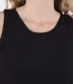 Geribde damestanktop Zwart