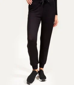 Geribde joggerbroek voor dames Zwart