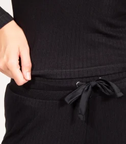 Geribde joggerbroek voor dames Zwart