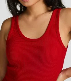 Geribde singlet van geborstelde jersey