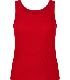 Geribde singlet van geborstelde jersey