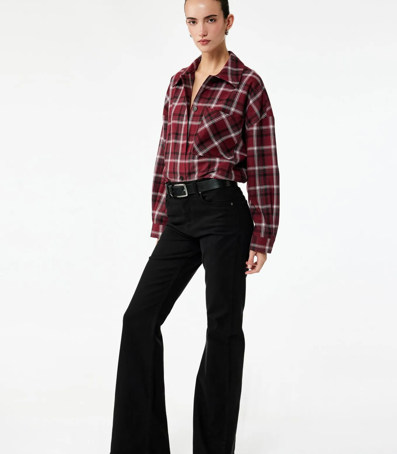 Geruite Lange Mouwen Flanellen Oversized Shacket