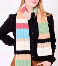 Gestreepte gebreide rechthoekige sjaal LOMASI