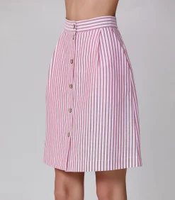 Gestreepte korte rok met knopen