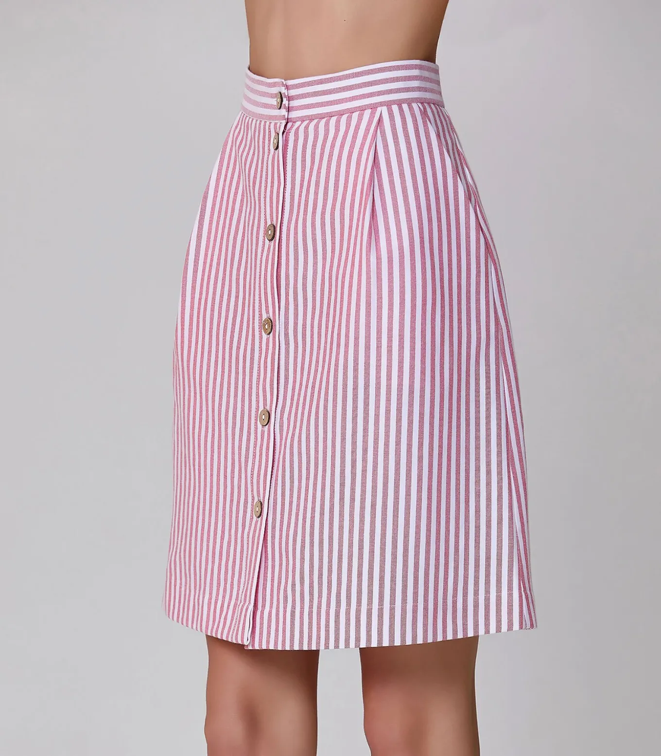 Gestreepte korte rok met knopen