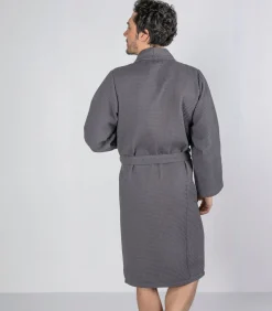 Gewafelde Badjas Donkergrijs