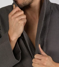 Gewafelde Badjas Donkergrijs