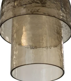Gigi Hanglamp Dubbele Kap - Gehamerd Glas - Naturel - 31x22x22