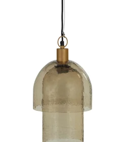 Gigi Hanglamp Dubbele Kap - Gehamerd Glas - Naturel - 31x22x22