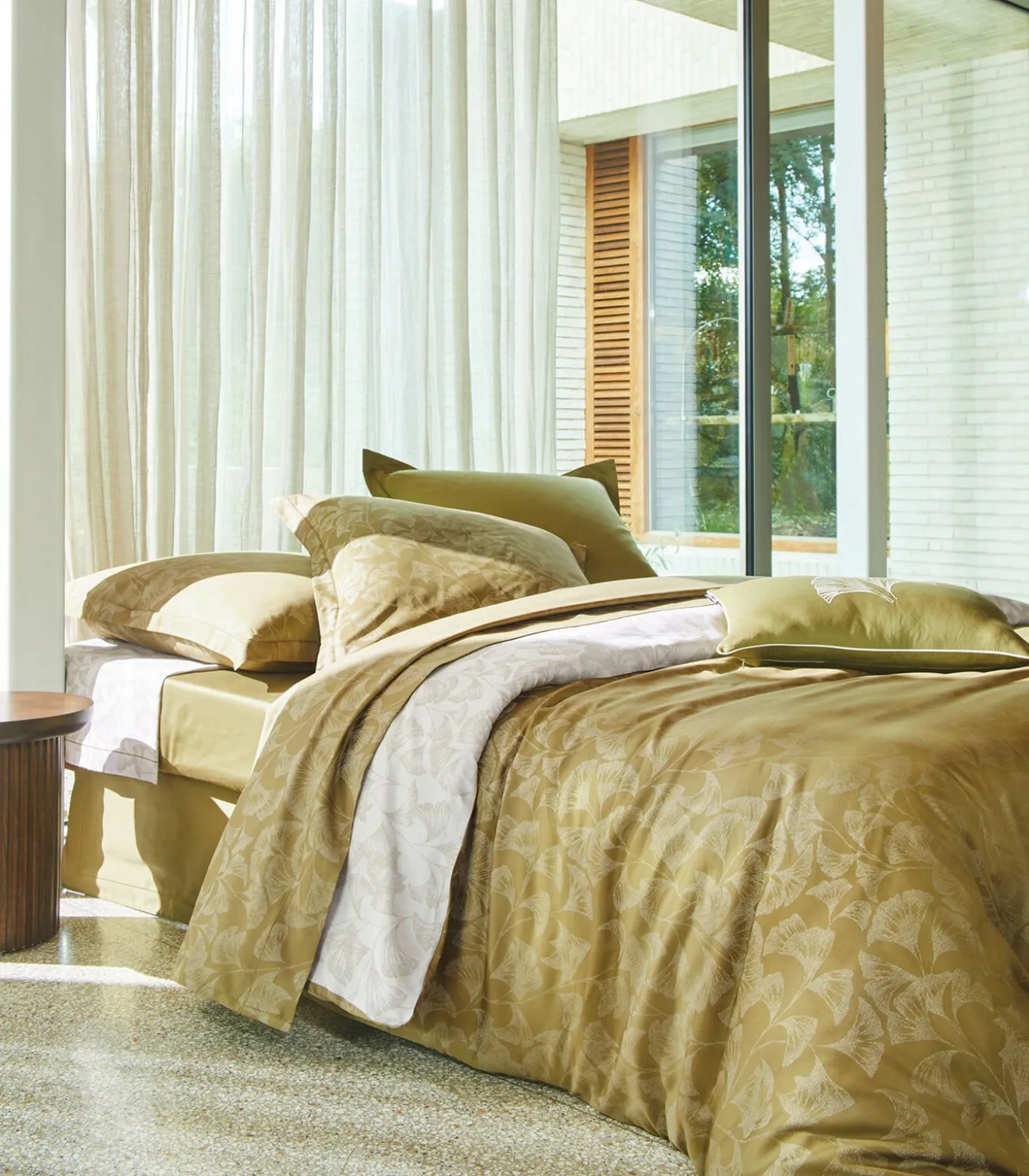 GINGKO Olive - Kussensloop Satijn katoen