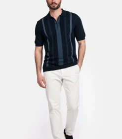 Giordano Enzo Knitted Polo – Melange Blauw
