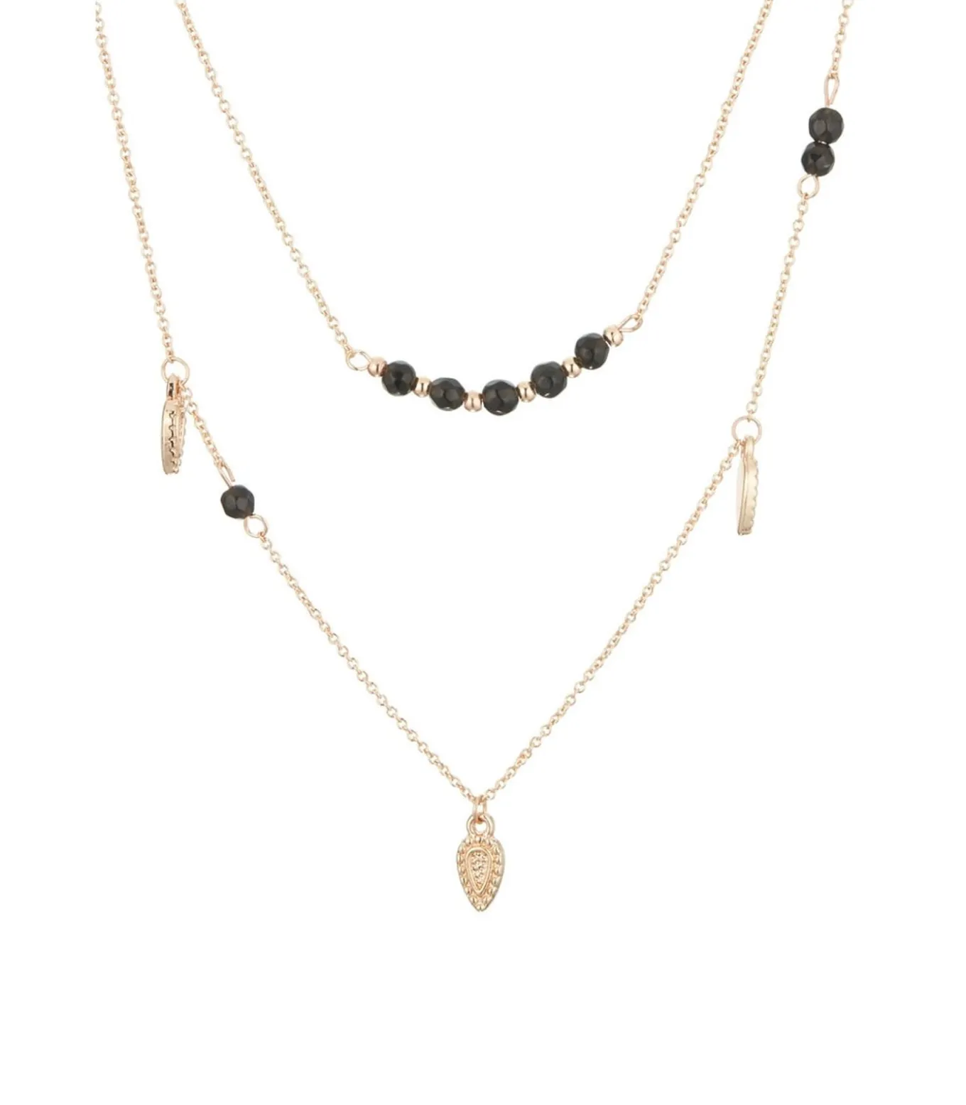 Goud en obsidiaan ketting