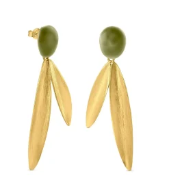 Gouden oorbellen Olivia met twee bladeren
