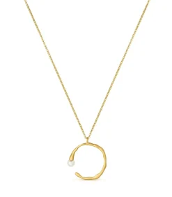 Gouden ronde ketting Eclat met witte parel