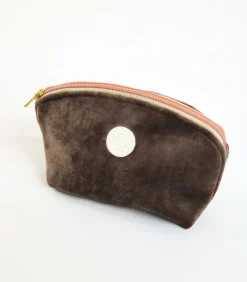 GRAPHITE LEYLAK Bruine fluwelen pouch