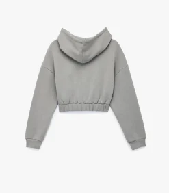 Grijs Crop Sweatshirt Kap Hoody Lang
