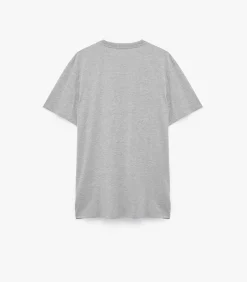 Grijs T-shirt Korte Mouwen Ronde Hals Bedrukt