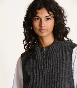 Grijze gebreide plastron met rits