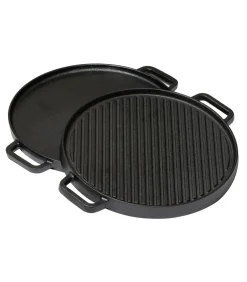 Grillplaat BBQ Gietijzer Zwart ø 30 cm - Zonder anti-aanbaklaag 2-Zijdig