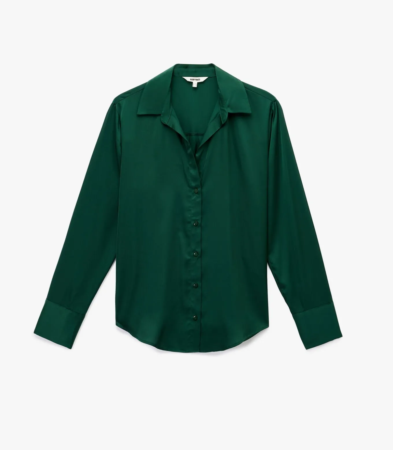 Groene Satijnen Blouse Met Lange Mouwen