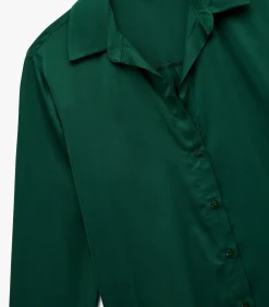 Groene Satijnen Blouse Met Lange Mouwen
