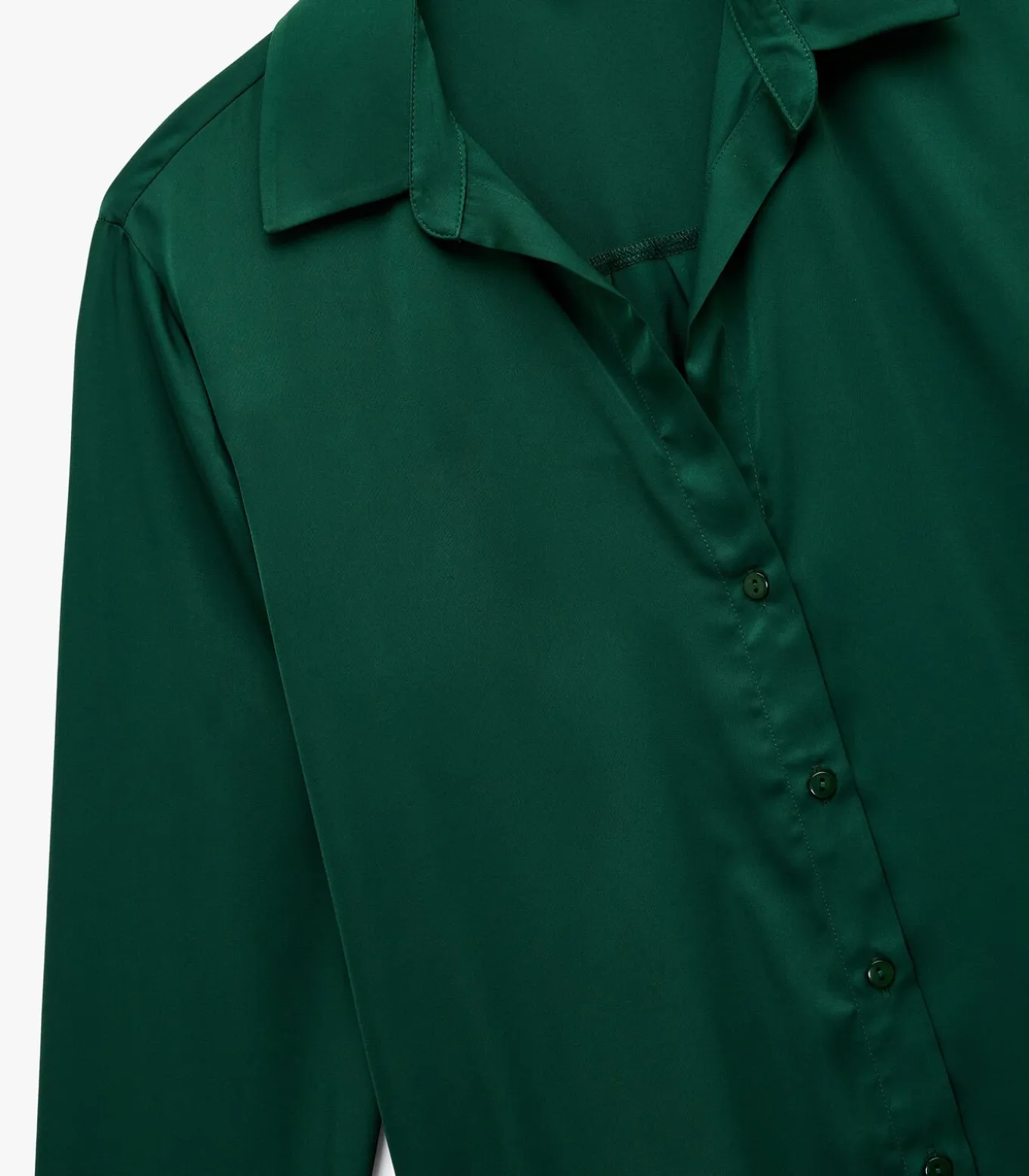 Groene Satijnen Blouse Met Lange Mouwen