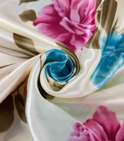 Grote zijden sjaal Flora White Zoé