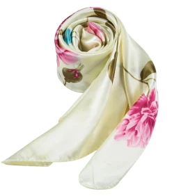 Grote zijden sjaal Flora White Zoé