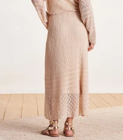 Halflange beige gehaakte rok