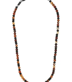 Halsketting voor mannen, roestvrij staal, stalen kralen, agaat