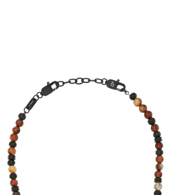 Halsketting voor mannen, roestvrij staal, stalen kralen, agaat