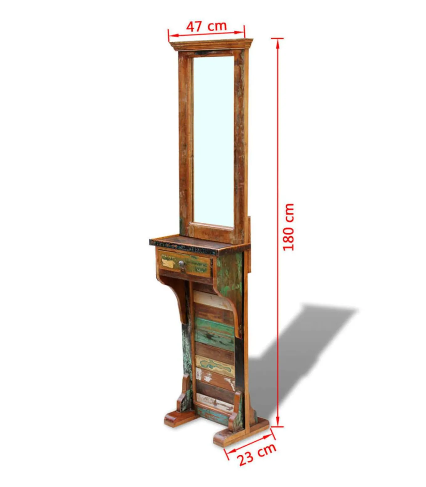 Halspiegel 47x23x180 cm massief gerecycled hout