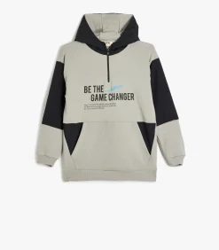 Halve ritssluiting met capuchon Met gebruik van twee verschillende stoffen Sweatshirt