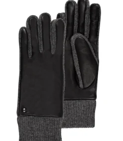 Handschoenen in lamsleer/mesh voor dames Zwart