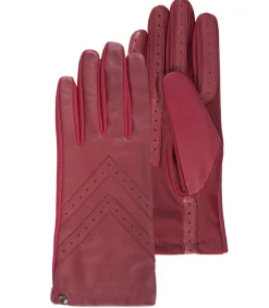 Handschoenen van tactiel leer en stof voor dames Rood