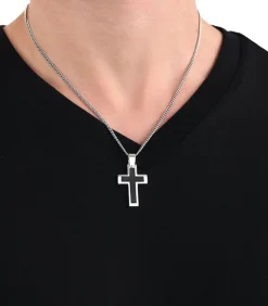 Hanger met motief voor mannen, kruis van roestvrij staal